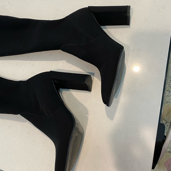 LIKE NEW Stuart Weitzman over the knee thigh high black boot. Scuba material - Picture 4 of 13